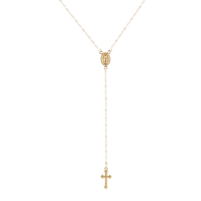 Novo vintage ouro/prata/rosa de ouro cruz cristã boemia religioso rosário pingente colar para mulheres charme jóias presentes