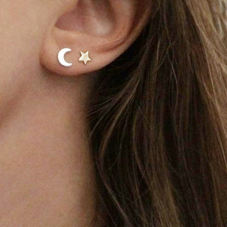 Stainless Steel Women's earrings Charm Goldne & Silver Heart Star Moon